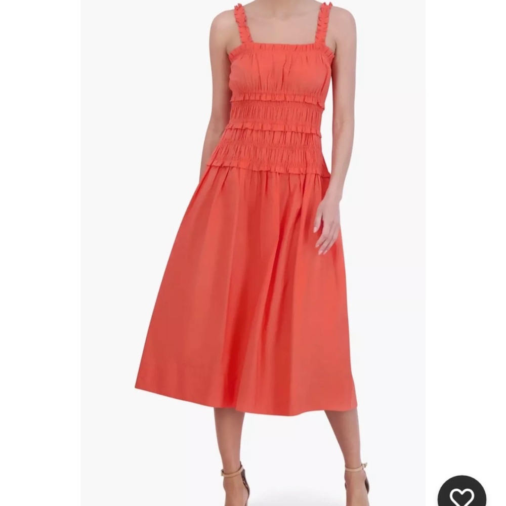 New Eliza J Orange Cotton Midi Sundress size 10